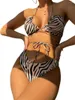 Kvinnors badkläder Kvinnors baddräkt Set Three Pieces Women Bikini Push Up Padded Bra Leopard Beachwear Brazilian Bathing Suit Bikinis