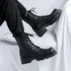 Boots men luxury fashion plaform motorcycle boots square toe shoes high top cowboy knight boot laceup genuine leather long botas mans 231108