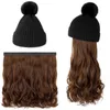 BeanieSkull Caps Detachable Wool Hat Wig Fashion Long Curly Hair Beanies Female Casual Winter Warm Bonnets Outdoor Travel Accessories 231109