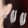 Hoop Earrings Trendy 925 Sterling Silver Small Round Rhinestones Women Fashion Jewelry Gifts Zircon