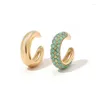 Hoopörhängen Fashion Gold Plated Round C Shaped Cz Rhinestone Small Ear Cuffs Clip for Women Wedding Jewelry