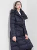 Women's Down Parkas Ladies winter down jacket with hooded and belt length design black red navy blue plus size coat zln231109