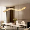 Chandeliers Modern Luxury Bedroom Bedside LED Crystal Chandelier Restaurant Living Room Long Gold Chandelier3 Color Dimming