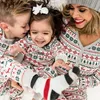 Família combinando roupas natal elk impressão mãe pai crianças conjuntos de roupas sleepwear bebê macacão pijamas natal olhar 231109