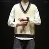 Gilet da uomo VERSMA 2023 Coreano Harajuku Ugly Christmas Maglione lavorato a maglia Gilet da uomo Pullover con scollo a V Oversize Uomo senza maniche 5XL