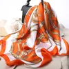 Silk Square sjaal Vrouwen Satin Bandana Print sjaals Brand Fashion Lady Haar sjaal en wikkel vrouwelijke halsdoek hijab 2023