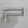 Kitchen Faucets 304 Stainless Steel Foldable Sink Faucet Wall Mounted Nickel/Black Single Cold Tap Pot Filler
