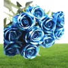 Flannel Rose Flower 10pcslot Wedding Decorations Real Touch Cloth Rose Flower Head Plastic Stem Home Office Shop Silk Decorative 3952725