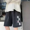 Shorts masculinos 2023 homens de seda gelo calças gráficas marca de moda troncos soltos cintura elástica verão casual streetwear masculino na altura do joelho