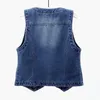 Gilet da donna Gilet di jeans vintage Giacca 2023 Gilet corto senza maniche corto primavera Plus Size 6XL Top casual monopetto solidoWome