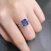Кольца кластера Специальное предложение 3-каратное изумрудное обручальное кольцо с синим бриллиантом в лаборатории из белого золота 14 карат 585 пробы, подарок на годовщину 190