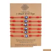 Charm Bracelets Evil Blue Eye 7 매듭 럭키 팔찌 조절 가능한 빨간 줄 아모 여성 남성 남성 작은 소년 드롭 배달 보석 dhgarden dhhdr