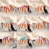 Unghie finte 24 pezzi punte per unghie francesi manicure staccabile farfalla perla lunga ballerina finta