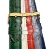 시계 밴드 Wocci Leather Watch Band 18mm 19mm 20mm 21mm 22mm 악어 엠보싱 시계 스트랩 남성 여성 금 버클 231108