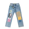 Męskie dżinsy y2k dżinsy Patch Design Pants Mężczyźni luźne dżinsy koreańskie kontrast man pant unisex High Street Denim Spodni Fashio 231108