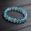 Brin 9.5mm véritable naturel bleu gemmes pierre bracelet à breloques Femme lâche Transparent femmes Stretch cristal perle