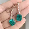 Boucles d'oreilles pendantes Ruif Luxury Clascical Lab Grown Emerald 14k Real Gold Drop pour les femmes 2023 Tendance Élégant Accessoires d'oreille Party Jewel