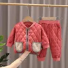 Ensembles de vêtements Automne hiver bébé combinaison de neige veste en coton pantalon en coton bébé garçon vers le bas vêtements chauds ensemble de vêtements pour garçons en bas âge costume pour enfants 231109