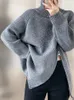 Maglioni da donna dolcevita lavorato a maglia con cerniera lungo maglione cappotto oversize da donna casual spesso caldo collo alto moda donna 231109