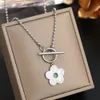 Pendant Necklaces Stainless Steel Necklaces Exquisite Cartoon Flower Shell Pendant Toggle Button Chain Choker Fashion Necklace For Women Jewelry 231109