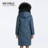 Women's Down Parkas Miegofce 2023 Winter Cotton Parka Fashion Faux päls krage långärmad varm kappa vindtät quiltad huva jacka D237081 231109