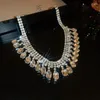 Girocollo Ailodo Collana con ciondolo in cristallo esagerato per le donne Regalo di gioielli di moda per matrimoni con catena da tennis di lusso