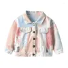 Jackor Spring Fall Boys and Girls Casual All-Match Denim 1-8 år barn Turned Collar Långärmad kappa barn Löst toppar