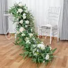Decorative Flowers 200cm Flower Row Arch White Rose Hydrangea Artificial Green Plants Runner Wedding Backdrop Floral Wall Party Props