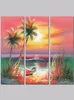 3pcs Colorful seascape boat Hawaii decoration coconut tree wall art picture poster flowers Canvas Painting living room unframed1775851