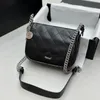 Vintage Flip Bag worka damska torba na ramię 22 cm cielęta Diamond Srebrna sprzęt metalowa klamra luksusowa moneta moneta monetasse łańcuch crossbody torebki makijażu sakoche