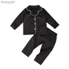 Pyjamas Baby Boy Schwarz Satin Seide Pyjama Sets Nachtwäsche Langarm Top Hosen 1-7Y Kleinkind Kinder Kinder Sommer Herbst Casual NachthemdL231109