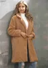 Women's Fur Faux Fur Autumn and Winter Women's Suit Collar Fur Coat Top Women's Mid length Plush Fur Coat WomenL231109