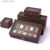 Jewelry Boxes 2/3/6/10 Digits Brown Retro Wood Grain Box Bracelet Jewelry Storage Display Box Collection Case Packaging Box Q231109