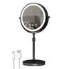 Espelhos compactos de 9 polegadas 360 graus para quarto ou mesa de banheiro Espelho de maquiagem com ampliação 3X Espelho duplo com luz LED Espelho cosmético 231109
