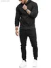 Men's Tracksuits Autumn and winter 2021 new fashion men's sports suit arm zipper decoration fitness casual wear T231109