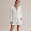 Women's Tracksuits White Cotton Linen Home Suit For Women 2023 Summer Two-piece Set Shorts And Shirt Soft Girls Buttons Shirts Women's
