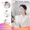 Dispositivos de cuidados faciais EMS Eletrônico Grafeno Lavável Máscara de Silicone Essência Óleo Creme Absorção Microcorrente Levantamento de Pele Firming Beleza 231108