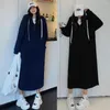 Robes décontractées 2023 Automne Corée Sweats à capuche Femme Robe Robes Robe Elbise Lâche Plus Szie Couleur Solide Hiver Manches longues à capuche