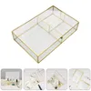 Jewelry Pouches Desktop Storage Box Container Vanity Table Shelf Glass Holder Case Brass Earring