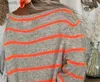 여성 스웨터 S-5XL 겨울 줄무늬 대비 대비 둥근 목록 긴 소매 느슨한 포켓 여성 패션 스웨터 T231109