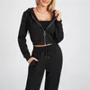 Pantalons deux pièces pour femmes Sweats à capuche pour femmes Pantalons Ensemble de vêtements de couleur unie Sweat à capuche avec fermeture éclair et survêtements de course Vêtements féminins