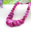 Chaînes 6-14mm Ronde Oblate Incrémentale Rose Rouge Jades Collier Pierre Naturelle Calcédoine Cou Porter Femmes Mode Fabrication De Bijoux Conception