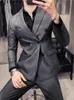 Mens Suits Blazers 25 Colors Blazer S7XL Wedding Dress Formal Business Slim Dupa Jacka Plaid randig fast färg 1 st 231109