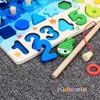 Learning Toys Kids Montessori Math For Toddlers Educational Wooden Puzzle Fishing Count Number Shape Matching Sorter Games Board Toy 230408