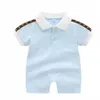 Coton enfants Vêtements Ensembles Nouveau-né Bébé Barboteuses Filles Garçon À Manches Courtes Vêtements Designer Marque Lettre Imprimer Infantile Barboteuse Enfants Pyjamas