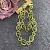 Gargantilha vintage temperamento incrustada à mão, pulseira de vidro verde, colares para mulheres, presente de menina, festa, suéter, corrente, joias finas