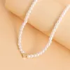 Chokers Trendy Shell Heart Imitation Pearls Necklace Women Handmade 6mm Stone Beaded For Jewelry Gift 231109