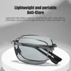 Sunglasses Fashion Portable Foldable Pochromic Glasses Men Driving Polarized UV400 Shade Retro Metal Frame Eyeglasses