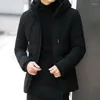 Men's Down Casual Korean Style Men Warm Coat Parka HoodiePockets Short Jackets And Coats Zipper Thick Overcoat