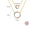 Collana con ciondolo ad anello S925 Argento Micro Set Anello con zirconi Collana a doppio strato Collana europea per donna Moda Collare Catena Gioielli per feste di nozze Regalo di San Valentino SPC